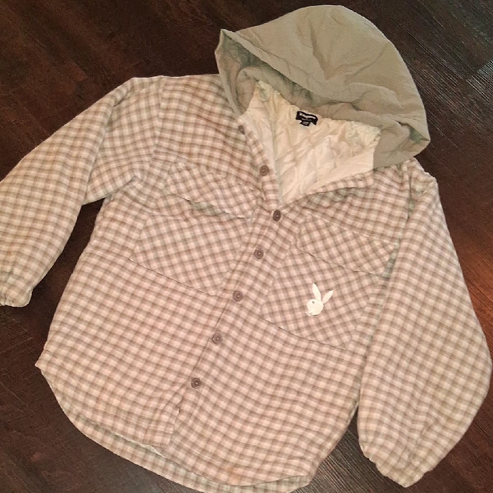 PLAYBOY Quilted Jacket Label in Black and Cream